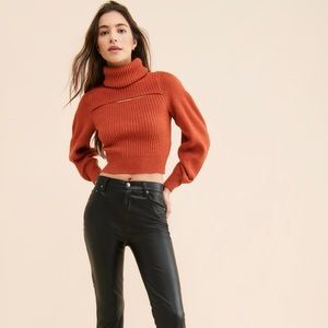 Free People | Ariel Turtleneck Pullover | Orange | Small